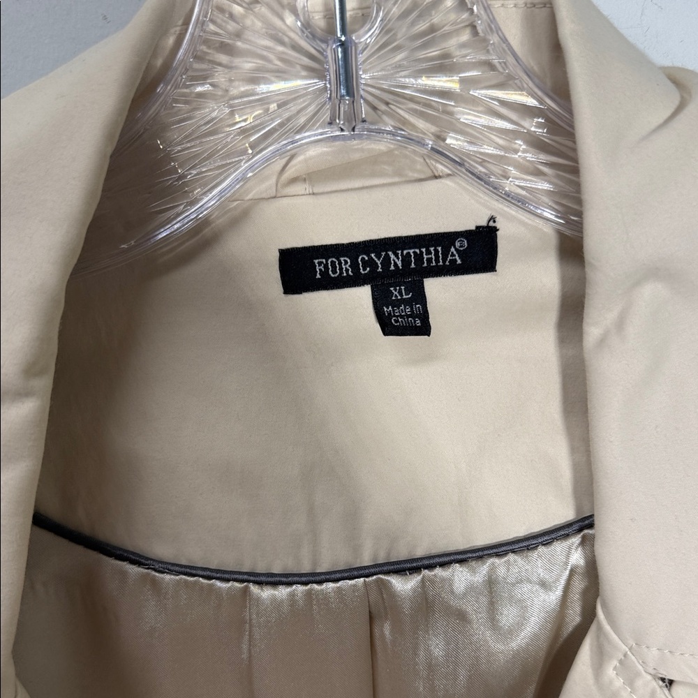 For Cynthia Beige Trench Coat Preppy Office Business - Picture 3 of 8